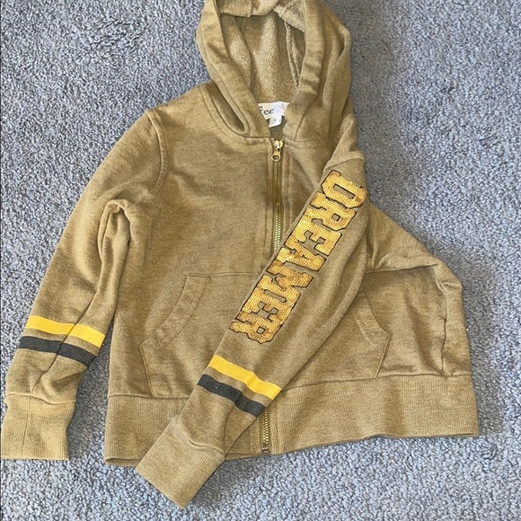 Freestyle Kids Zipper Hooded Jacket - Olive with Gold and Black Accents - Picture 1 of 7